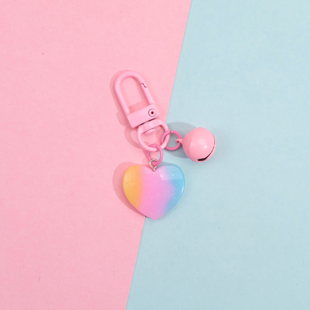 Wholesale 10PCS Gradient Cute Pendant Candy Color Metal Keychain